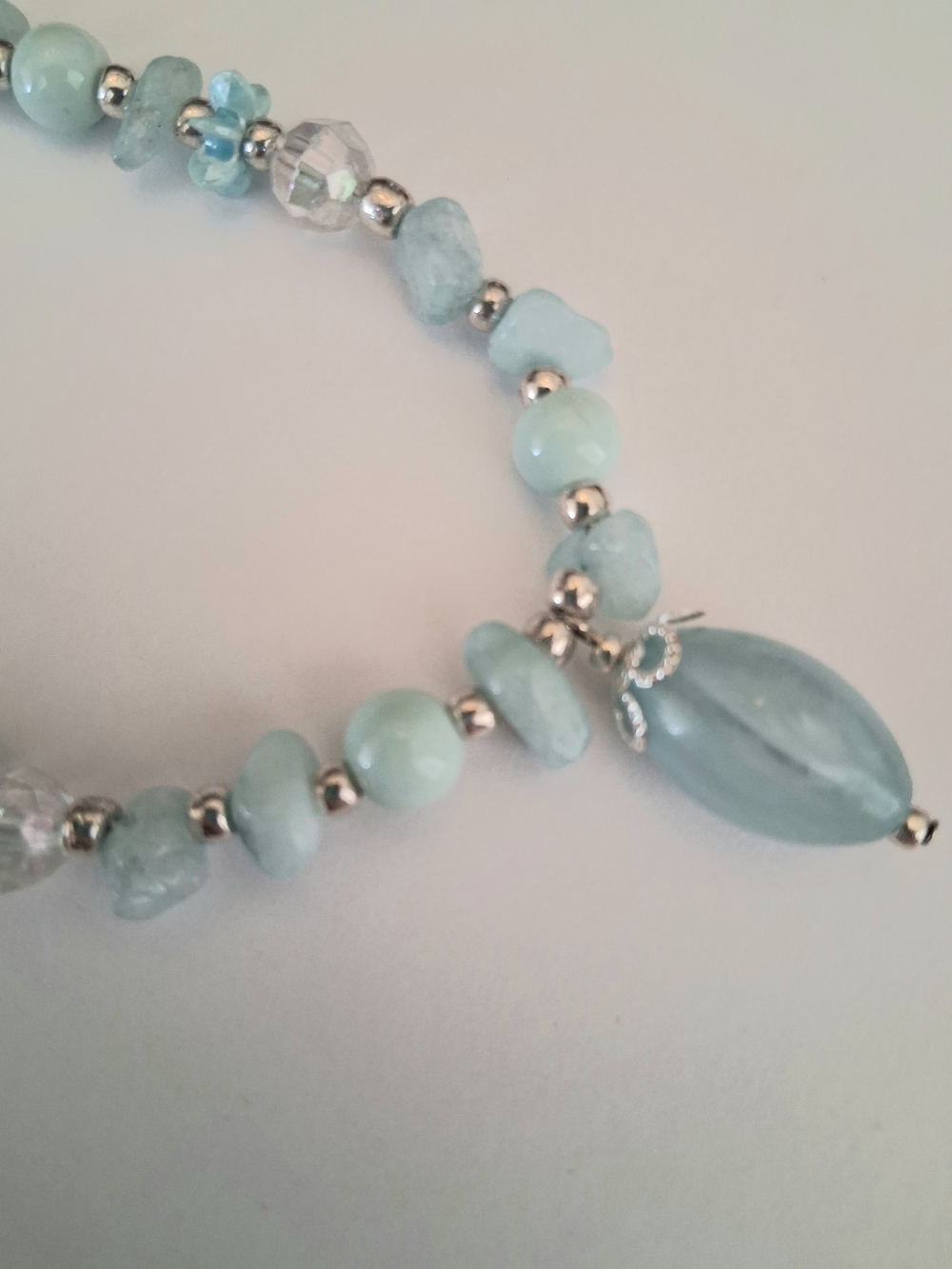 Aquamarine Beaded Phone Charm Strap - Handmade - Picture 2 of 6